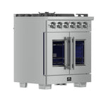 Forno Capriasca 30-Inch Freestanding French Door Gas Range, 4 Burners, Convection Oven, Energy Efficient - BonPrix Électroménagers