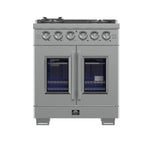 Forno Capriasca 30-Inch Freestanding French Door Gas Range, 4 Burners, Convection Oven, Energy Efficient - BonPrix Électroménagers