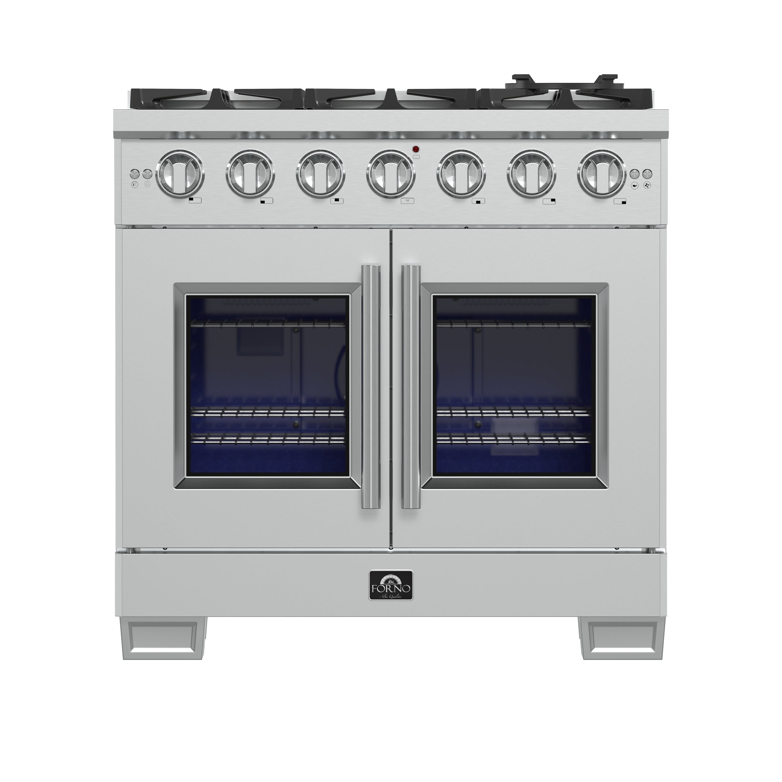Forno Capriasca 36-Inch Freestanding French Door Gas Range, 6 Burners, Convection Oven, Energy Efficient - BonPrix Électroménagers