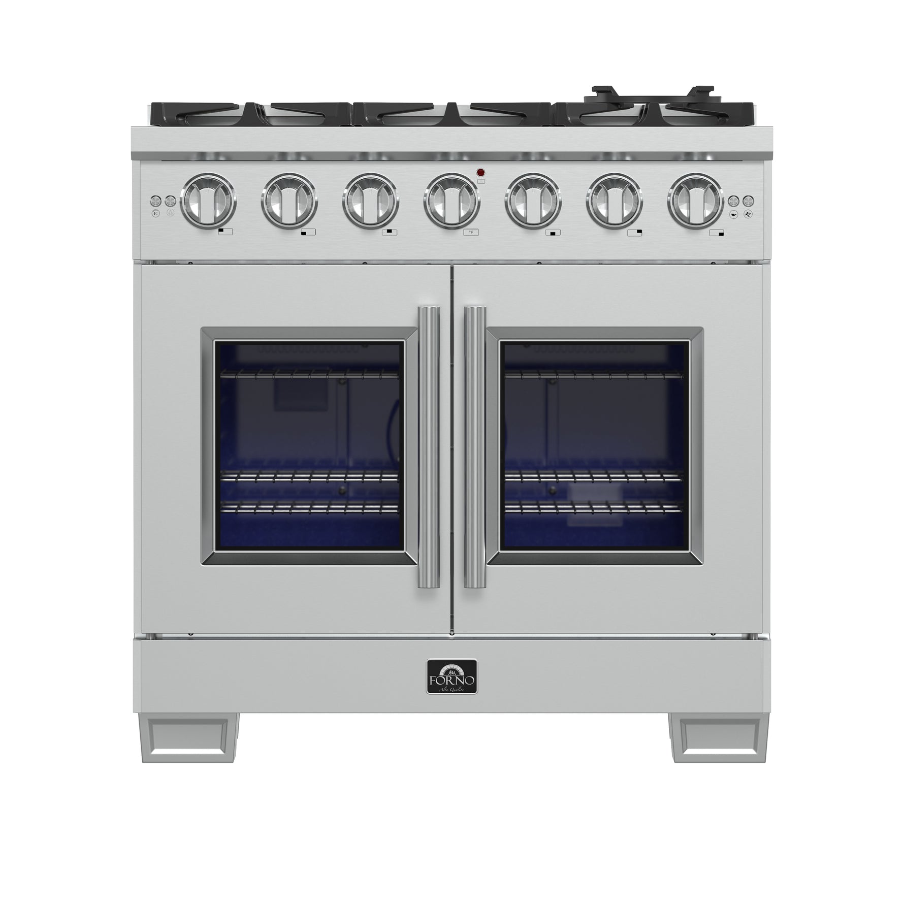 Forno Capriasca 36-Inch Freestanding French Door Gas Range, 6 Burners, Convection Oven, Energy Efficient - BonPrix Électroménagers
