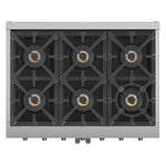 Forno Capriasca 36-Inch Freestanding French Door Gas Range, 6 Burners, Convection Oven, Energy Efficient - BonPrix Électroménagers