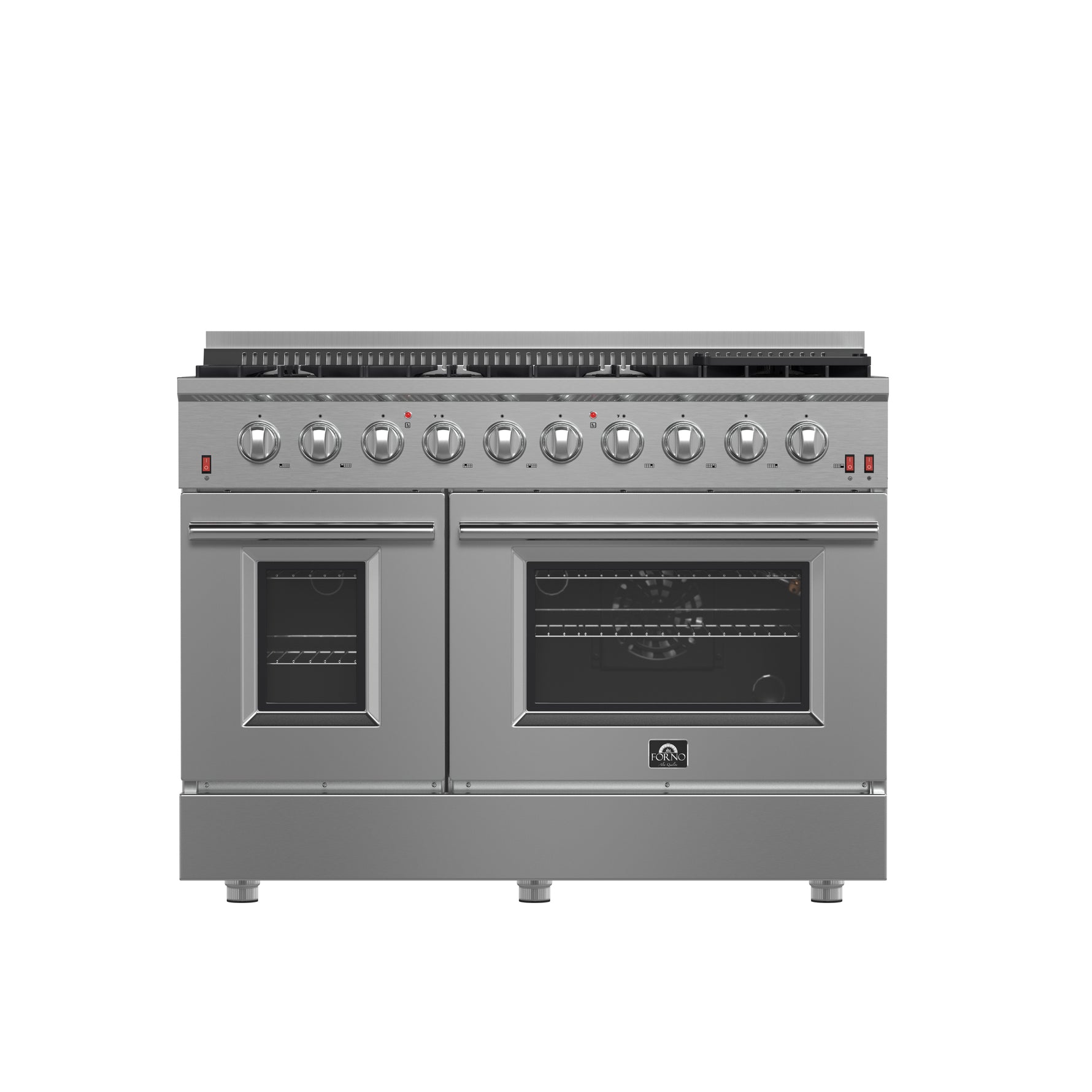 FORNO Premium 2-Piece Kitchen Bundle - Galiano 48" Stainless Steel Gas Range, Forno Maderno 2-28 " Wide Units with Decorative Trim - FBDL-018-03CAUS - BonPrix Électroménagers