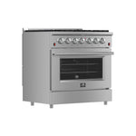 Forno Galiano 36-Inch Freestanding Gas Range, Stainless Steel, 6 Burners, Energy Efficient - BonPrix Électroménagers