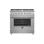 Forno Galiano 36-Inch Freestanding Gas Range, Stainless Steel, 6 Burners, Energy Efficient - BonPrix Électroménagers