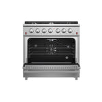 Forno Galiano 36-Inch Freestanding Gas Range, Stainless Steel, 6 Burners, Energy Efficient - BonPrix Électroménagers