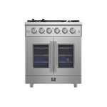 Forno Massimo 30-Inch Freestanding French Door Gas Range, 4 Burners, Convection Oven, Energy Efficient - BonPrix Électroménagers