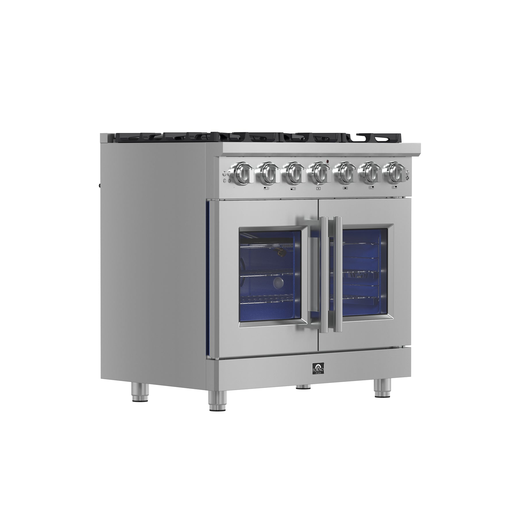 Forno Massimo 36-Inch Freestanding French Door Gas Range, 6 Burners, Convection Oven, Energy Efficient - BonPrix Électroménagers