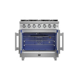 Forno Massimo 36-Inch Freestanding French Door Gas Range, 6 Burners, Convection Oven, Energy Efficient - BonPrix Électroménagers
