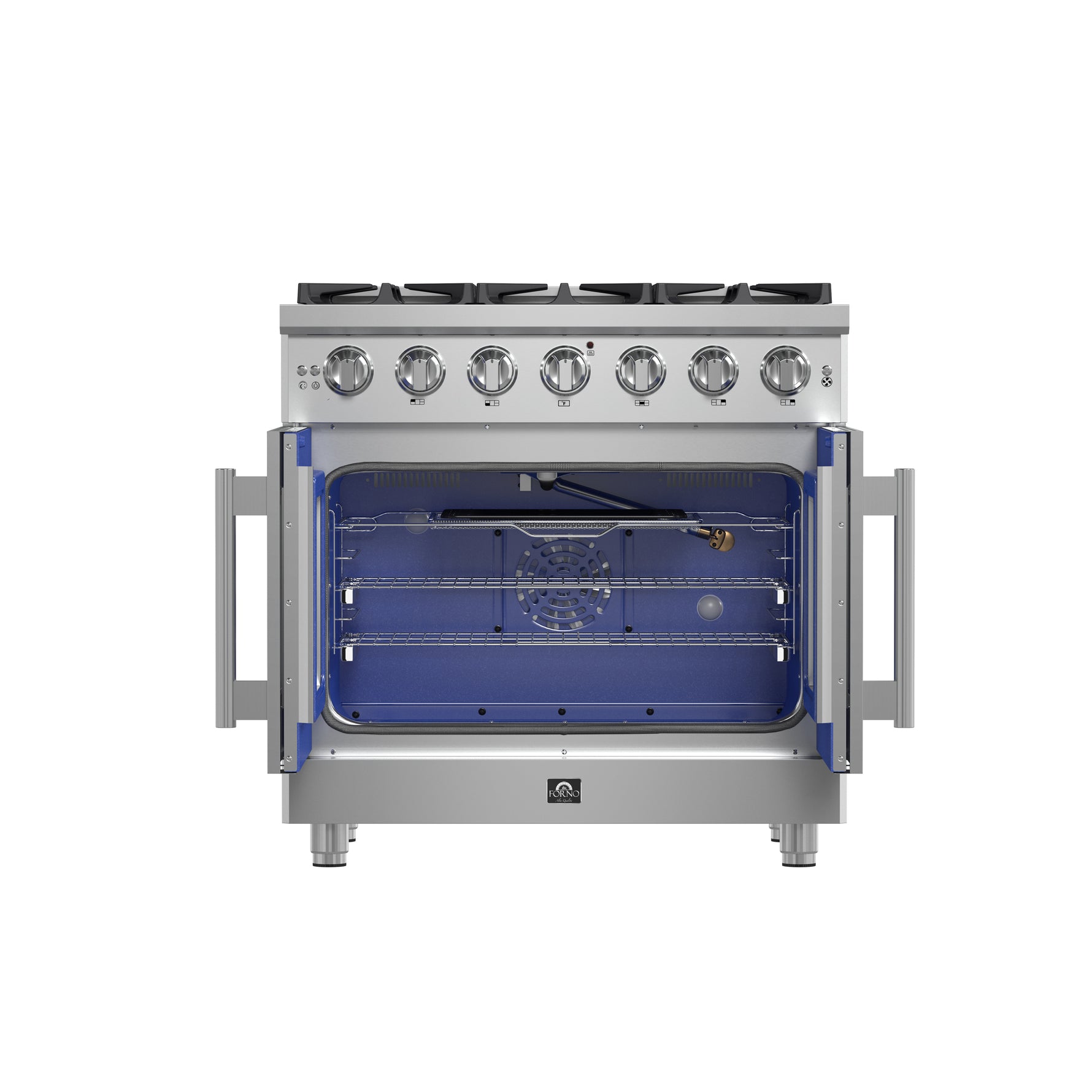 Forno Massimo 36-Inch Freestanding French Door Gas Range, 6 Burners, Convection Oven, Energy Efficient - BonPrix Électroménagers