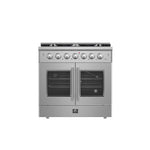 Forno Galiano 36-Inch Freestanding French Door Gas Range, 6 Burners, Convection Oven, Energy Efficient - BonPrix Électroménagers