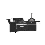Forno All’Aperto 87,600 BTU Outdoor Kitchen, 4 Burners, Infrared Burners, Side Burner, Black Sintered Stone Countertops, Gas Pizza Oven, Sink Module, Bar & Beverage Center - BonPrix Électroménagers
