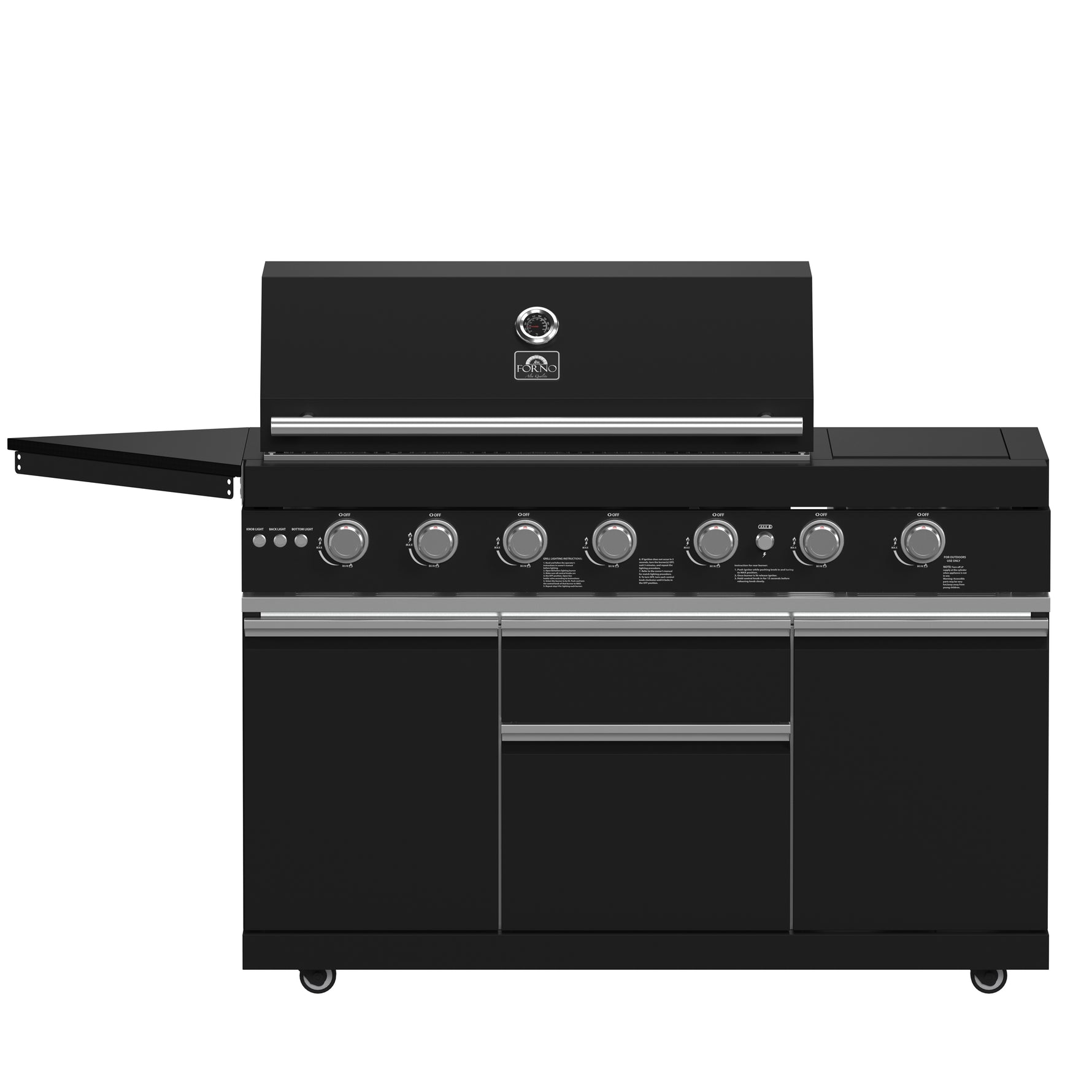 Forno All’Aperto 87,600 BTU Outdoor Kitchen, 4 Burners, Infrared Burners, Side Burner, Black Sintered Stone Countertops, Gas Pizza Oven, Sink Module, Bar & Beverage Center - BonPrix Électroménagers