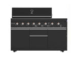 Forno All’Aperto 99,600 BTU Outdoor Kitchen, 5 Burners, Infrared Burners, Side Burner, Black Sintered Stone Countertops, Gas Pizza Oven, Sink Module, Bar & Beverage Center