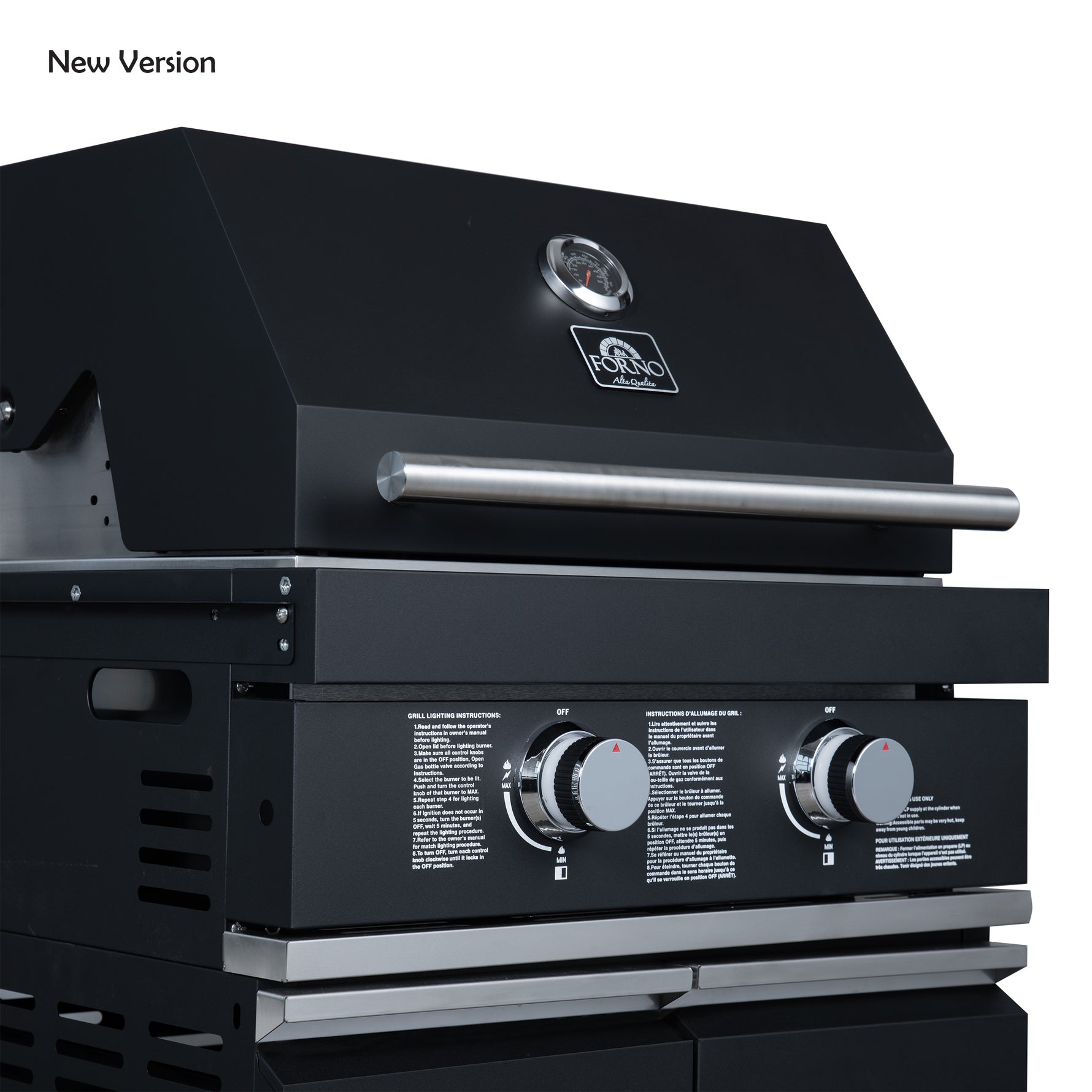 Forno All’Aperto 99,600 BTU Outdoor Kitchen, 5 Burners, Infrared Burners, Side Burner, Black Sintered Stone Countertops, Gas Pizza Oven, Sink Module, Bar & Beverage Center - BonPrix Électroménagers
