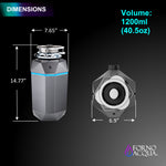 FORNO ACQUA BrightDIAMOND Black Onyx 1HP Super Quiet Garbage Disposal Corded with Motion Sensor Cabinet Light & Pre-Wired Air Switch