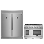 FORNO Premium 2-Piece Kitchen Bundle - Capriasca 48" Stainless Steel Range, Rizzuto 60" W. Dual Combo Convertible Refrigerator - FBDL-019-04CAUS - BonPrix Électroménagers