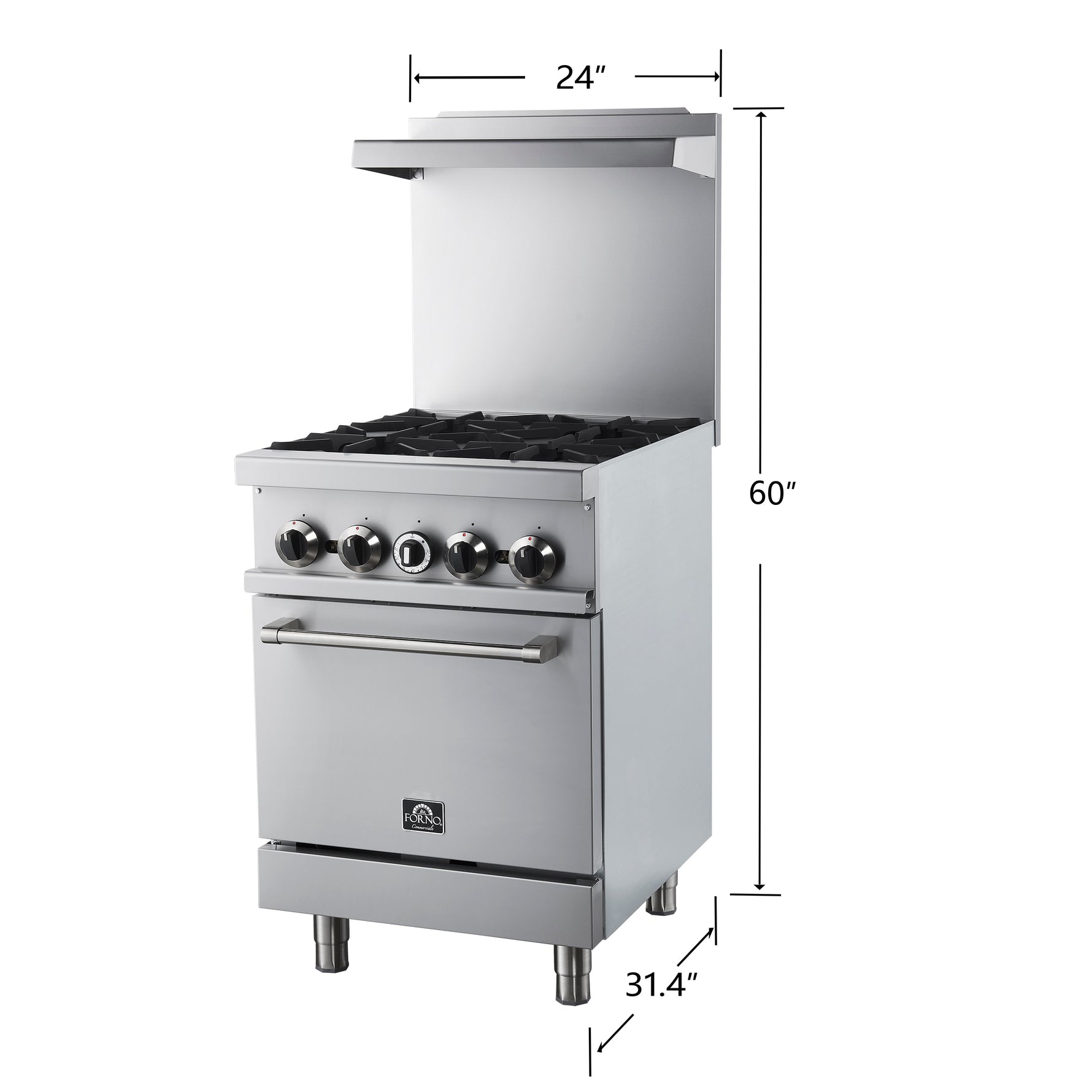 Forno Commerciale 24 Inch Gas Range with 4 Burners - BonPrix Électroménagers
