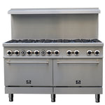 Forno Commerciale 60 Inch Stainless Steel Gas Range, 10 Burners 300,000 BTU Total, 9.3 cu.ft. Ovens - BonPrix Électroménagers