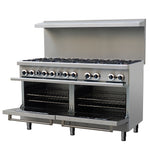Forno Commerciale 60 Inch Stainless Steel Gas Range, 10 Burners 300,000 BTU Total, 9.3 cu.ft. Ovens - BonPrix Électroménagers