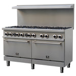 Forno Commerciale 60 Inch Stainless Steel Gas Range, 10 Burners 300,000 BTU Total, 9.3 cu.ft. Ovens - BonPrix Électroménagers