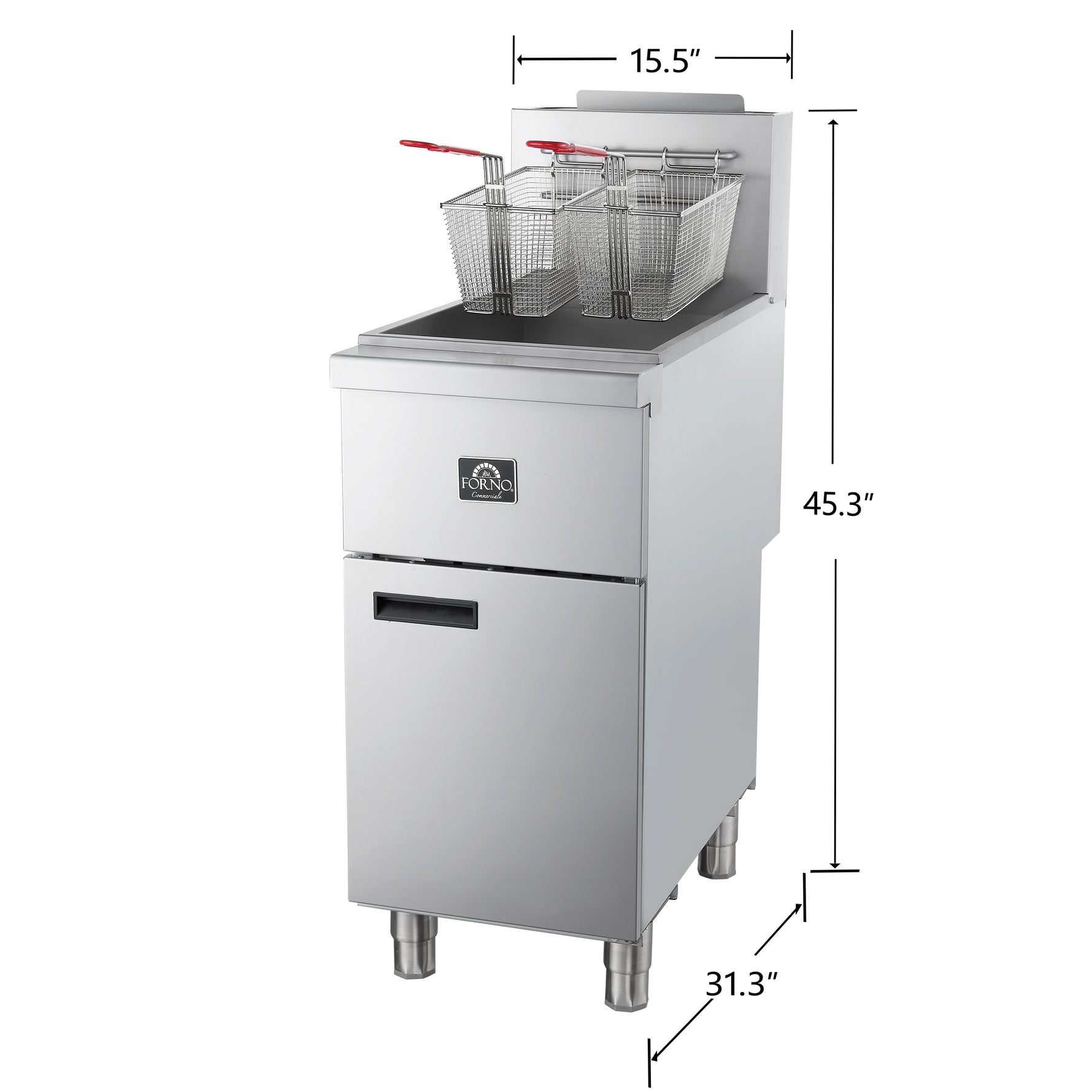 Forno Commerciale Propane Gas Deep Fryer, 4 Burners 120,000 BTU, 50 lbs Oil Capacity, Millivolt Control - BonPrix Électroménagers