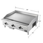 Forno Commerciale 36 Inch Gas Griddle, 3 Burners - BonPrix Électroménagers