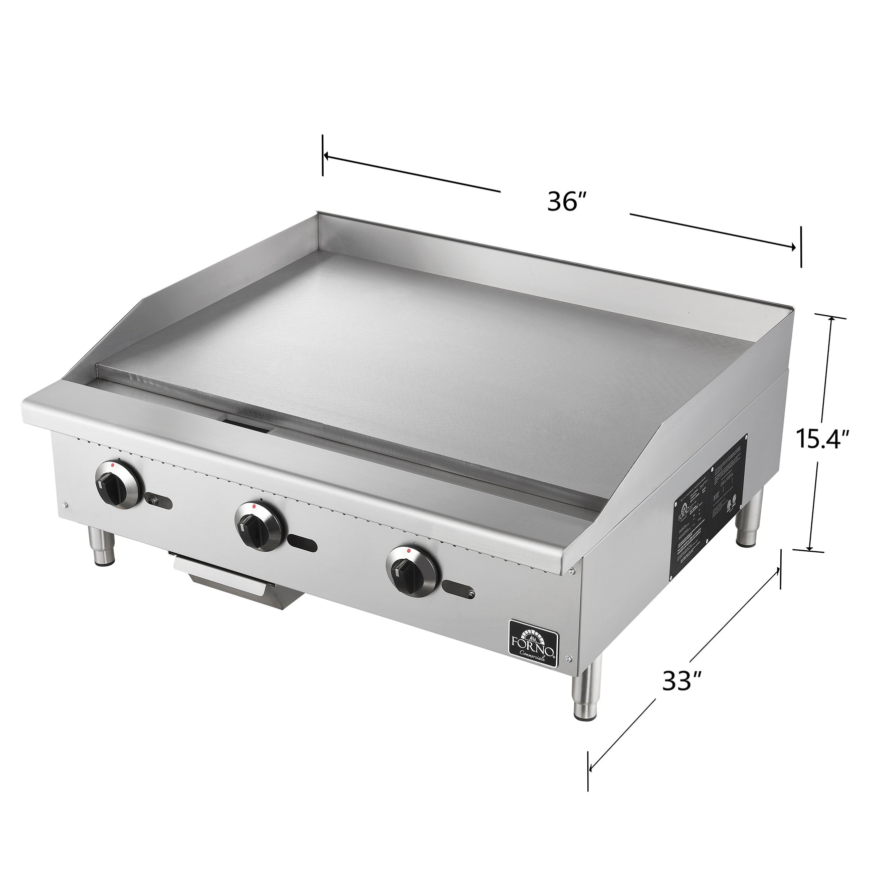 Forno Commerciale 36 Inch Gas Griddle, 3 Burners - BonPrix Électroménagers