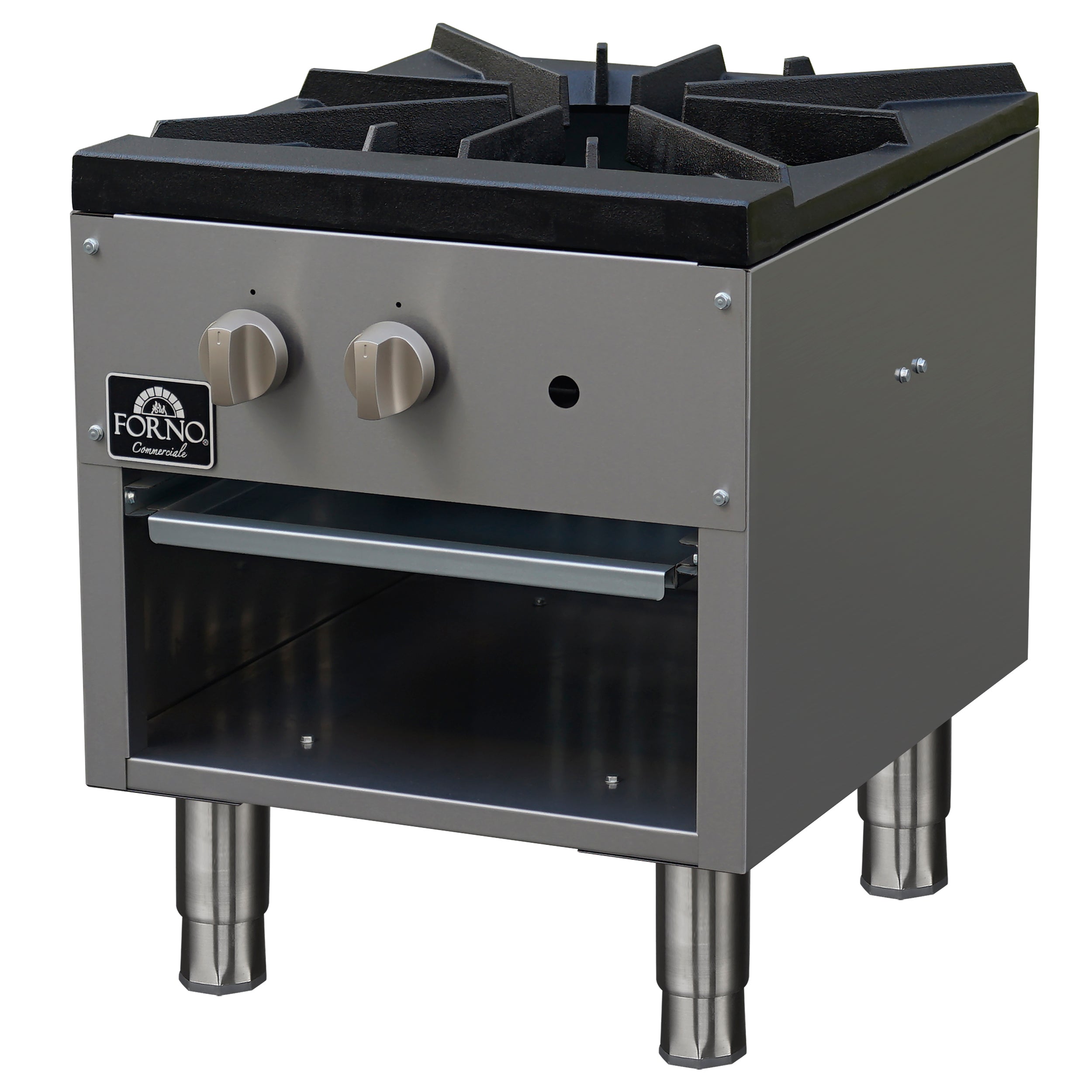 Forno Commerciale gas stock pot range, 1 powerful 3-ring burner, 80,000 BTU, durable stainless steel, heavy-duty cast iron grate - BonPrix Électroménagers