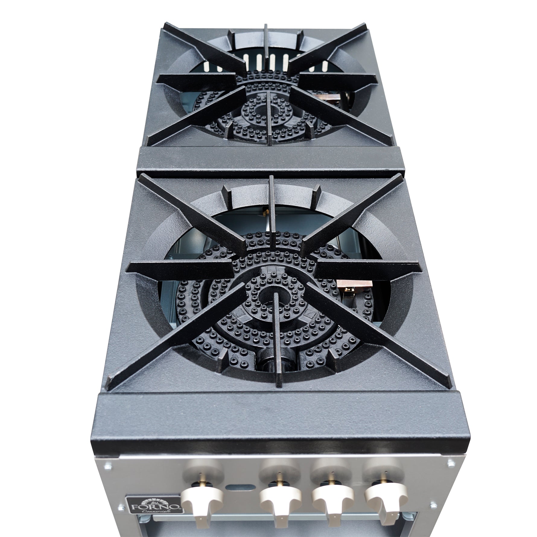 Forno Commerciale gas stock pot range, 2 powerful 3-ring burners, 160,000 BTU, durable stainless steel, heavy-duty cast iron grates - BonPrix Électroménagers