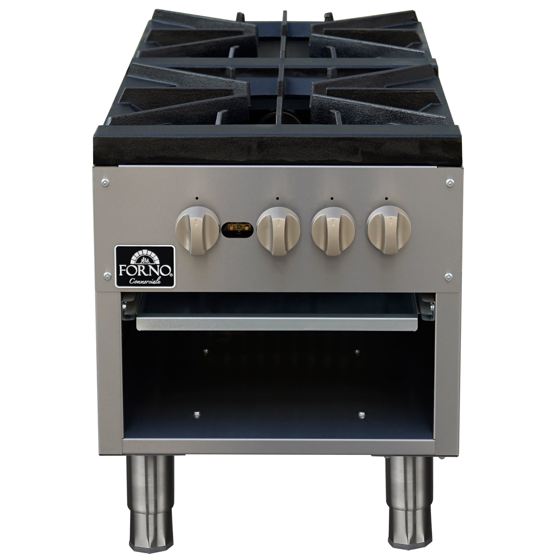 Forno Commerciale gas stock pot range, 2 powerful 3-ring burners, 160,000 BTU, durable stainless steel, heavy-duty cast iron grates - BonPrix Électroménagers