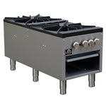 Forno Commerciale gas stock pot range, 2 powerful 3-ring burners, 160,000 BTU, durable stainless steel, heavy-duty cast iron grates - BonPrix Électroménagers