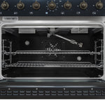 Forno Antico Cuisinière à Double Combustible de 36 pouces, Noir et Laiton Antique, 6 Brûleurs, Four à Convection de 4,5 pi³