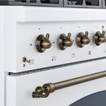 Forno Antico Cuisinière à Double Combustible de 36 pouces Design Blanc et Laiton Antique avec 6 Brûleurs à Gaz Scellés et Four à Convection Électrique