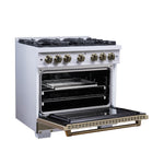 Valente 36" Dual Fuel Range in White, 6 Sealed Burners, 71 000 BTU Cooktop Output , 5.2 Cu.Ft. convection Oven, Telescopic Racks - BonPrix Électroménagers
