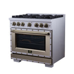 Valente 36" Dual Fuel Range in White, 6 Sealed Burners, 71 000 BTU Cooktop Output , 5.2 Cu.Ft. convection Oven, Telescopic Racks - BonPrix Électroménagers