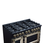 Valente 48" Dual Fuel Range in Black, 8 Sealed Burners, 94 000 BTU Cooktop Output, 6.7 Cu.Ft. Double Oven, Telescopic Racks - BonPrix Électroménagers