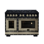 Valente 48" Dual Fuel Range in Black, 8 Sealed Burners, 94 000 BTU Cooktop Output, 6.7 Cu.Ft. Double Oven, Telescopic Racks - BonPrix Électroménagers