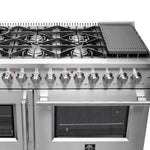 FORNO Galiano 48-Inch French Door Dual Fuel Range All Stainless Steel, 8 Sealed Burners, 107,000 BTU, Griddle, 6.58 cu.ft. Double Ovens