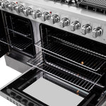 FORNO Galiano 48-Inch French Door Dual Fuel Range All Stainless Steel, 8 Sealed Burners, 107,000 BTU, Griddle, 6.58 cu.ft. Double Ovens