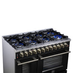 Forno Massimo 48 Inch Freestanding Dual Fuel Range in Black with Antique Brass Accessories, 8 Burners, 6.58 cu. ft. Convection Oven - BonPrix Électroménagers