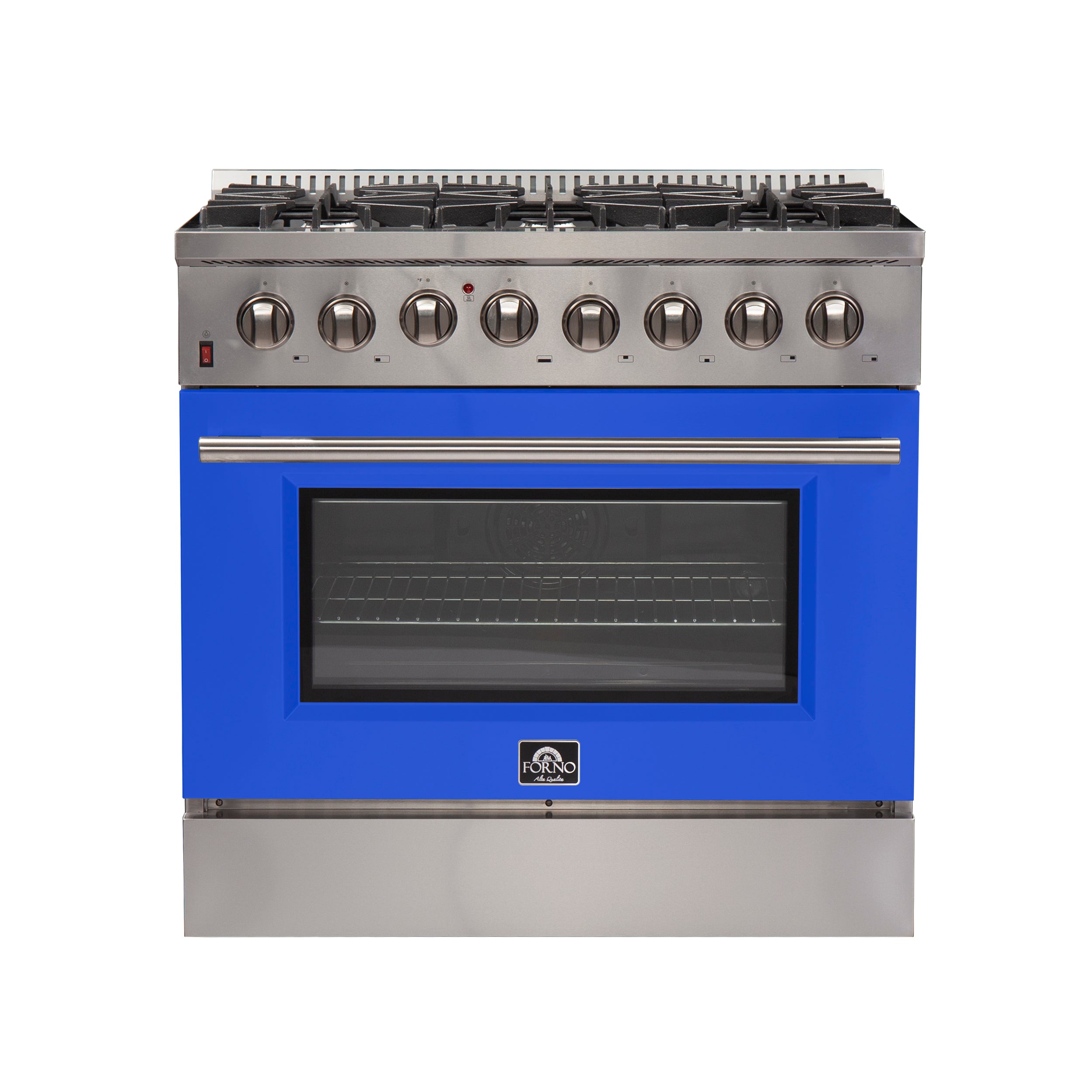 Forno Galiano 36-Inch Freestanding Dual Fuel Range, 6 Burners, Double Convection Ovens, Blue Door - BonPrix Électroménagers