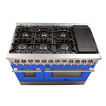 Forno Galiano 48-Inch Freestanding Dual Fuel Range, 8 Burners, Double Convection Ovens, Blue Doors - BonPrix Électroménagers