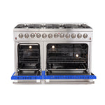 Forno Galiano 48-Inch Freestanding Dual Fuel Range, 8 Burners, Double Convection Ovens, Blue Doors - BonPrix Électroménagers