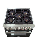 Forno Capriasca 30-Inch Freestanding Dual Fuel Range, 4 Burners, True Convection Oven, Black Door - BonPrix Électroménagers