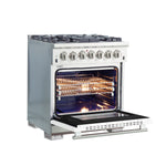 Forno Capriasca 30-Inch Freestanding Dual Fuel Range, 4 Burners, True Convection Oven, White Door - BonPrix Électroménagers