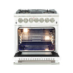 Forno Capriasca 30-Inch Freestanding Dual Fuel Range, 4 Burners, True Convection Oven, White Door - BonPrix Électroménagers