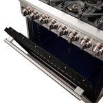 Forno Capriasca 36-Inch Freestanding Dual Fuel Range, 6 Burners, True Convection Oven, Black Door - BonPrix Électroménagers