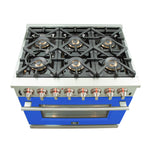 Forno Capriasca 36-Inch Freestanding Dual Fuel Range, 6 Burners, True Convection Oven, Blue Door - BonPrix Électroménagers