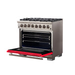 Forno Capriasca 36-Inch Freestanding Dual Fuel Range, 6 Burners, True Convection Oven, Red Door - BonPrix Électroménagers