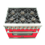 Forno Capriasca 36-Inch Freestanding Dual Fuel Range, 6 Burners, True Convection Oven, Red Door - BonPrix Électroménagers
